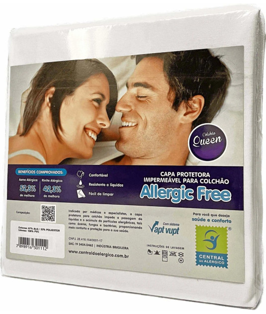 Capa Impermeável Antiácaro Para Colchão Queen Allergic Free Mix Vapt Vupt (Elástico)