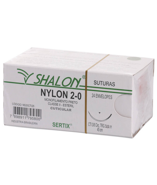 Fio nylon 0 c/ag 1/2 cir trg 3,0cm 45cm n500mt30 SHALON unidade