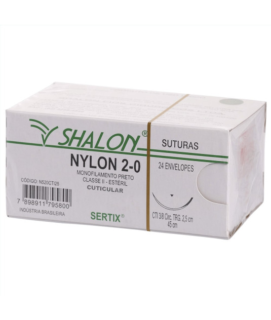 Fio Nylon 4-0 com Ag 1/2 Cir Trg 2,5 cm 45 cm 